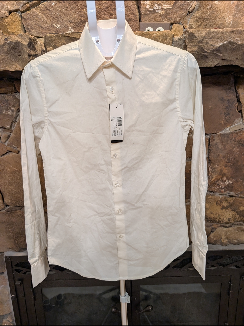 Men's Classic Long-Sleeve Dress Shirt - Cream, Structure XS, NWT